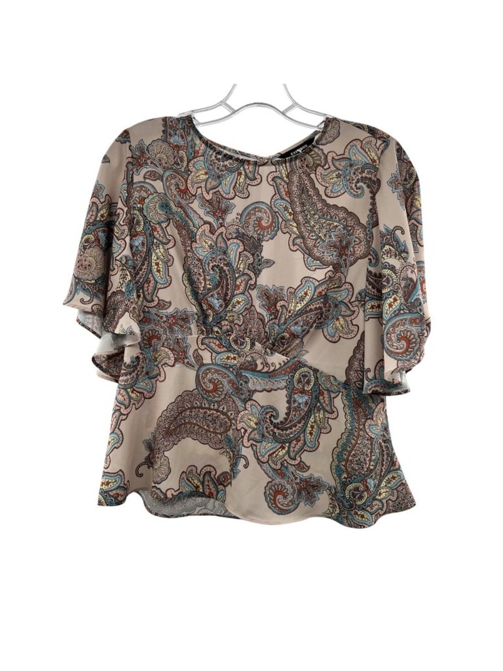 Express Women's Paisley 3/4 Sleeve Top Multicolored Size Medium